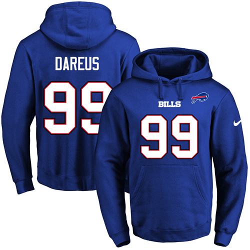 Nike Bills #99 Marcell Dareus Royal Blue Name & Number Pullover NFL Hoodie